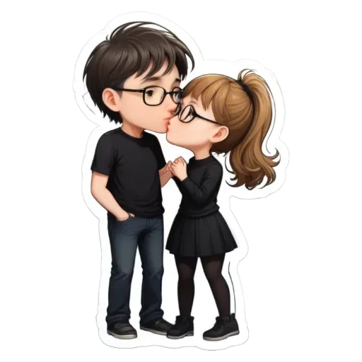 A kissing couple from a cartoon as the image.