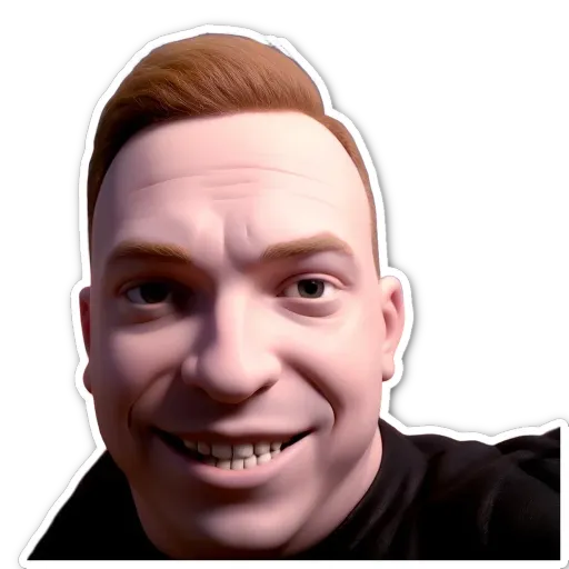 A sticker of a man's face that he is smiling.