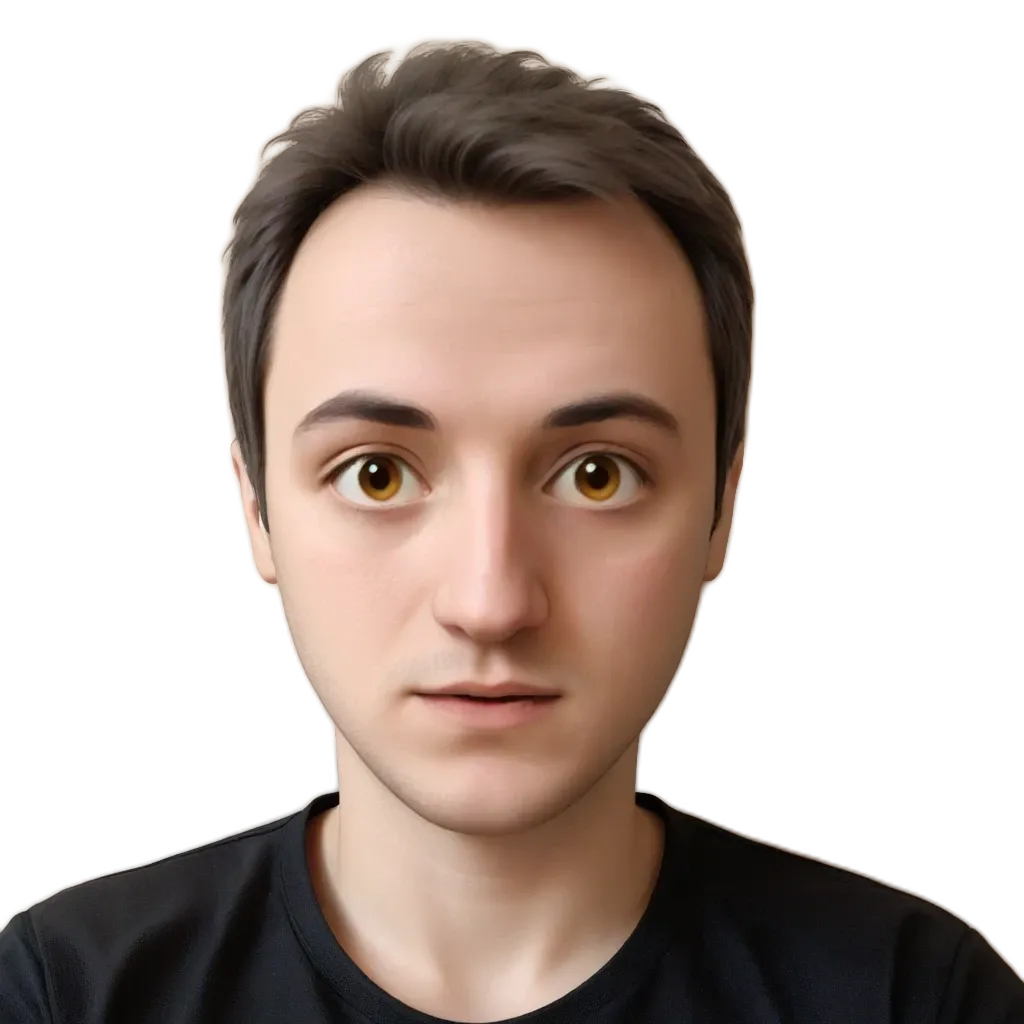 A man's face is completely in a 3D man cartoon.