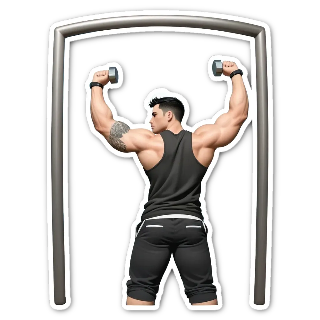 A man with a tattoo lifting weights.