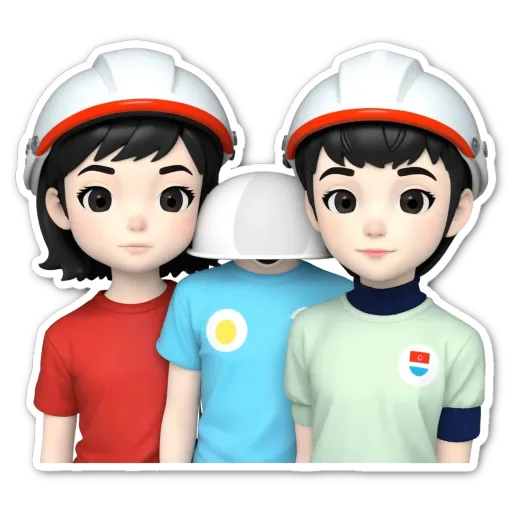 Three young boys wearing helmets and shirts with patches on them.