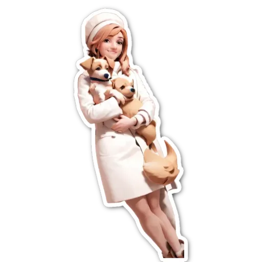 A woman holding two dogs in her arms.