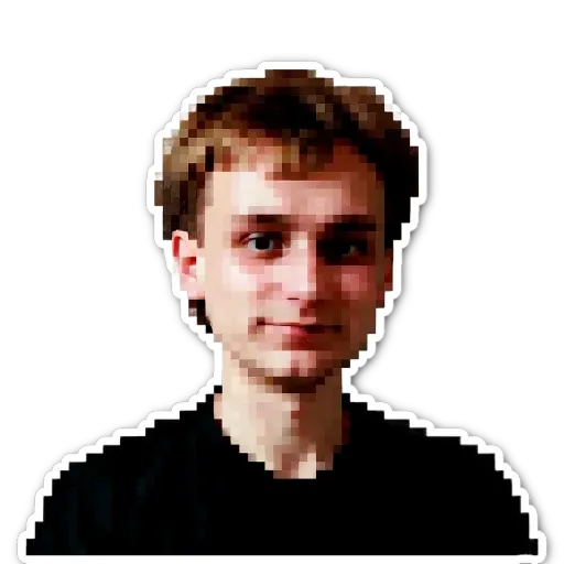 A boy with a black shirt looking at the camera.
