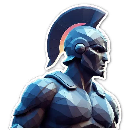 A man in a polygonal hat is facing backwards.
