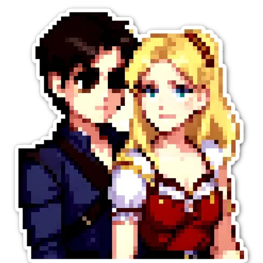 A boy and girl in a picture with a 'generate picture' sticker.
