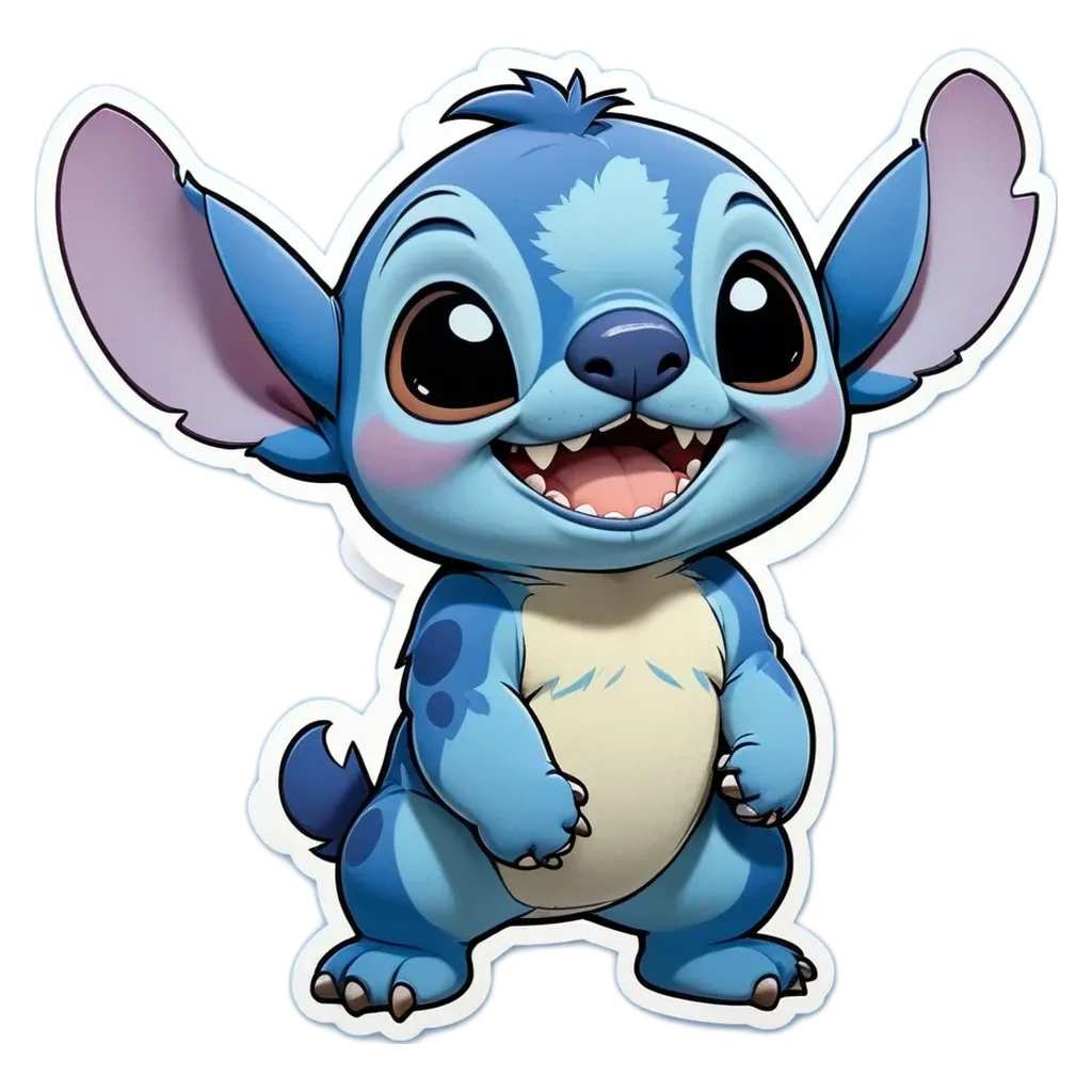 A cartoon character that is blue and white.