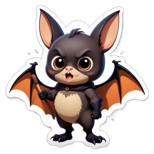 A cartoon picture of a bat with a paintbrush in his hand.