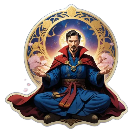 A man in a blue robe with the letters MD on his shirt.
