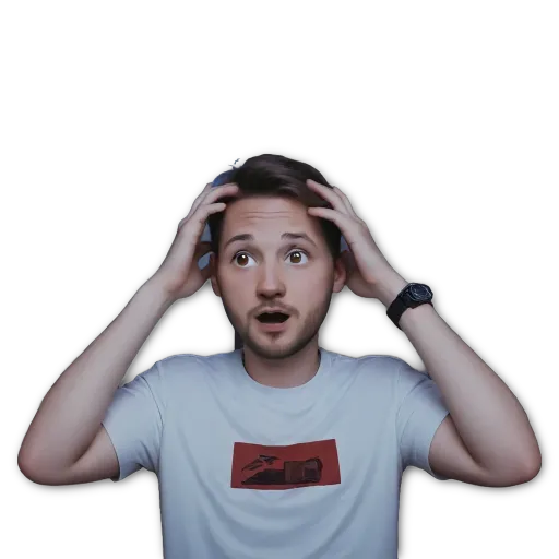 A man with a shock expression on his face.