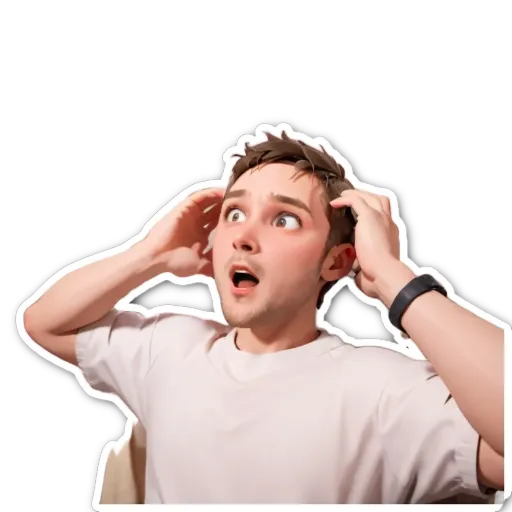 A man with a shock expression on his face.