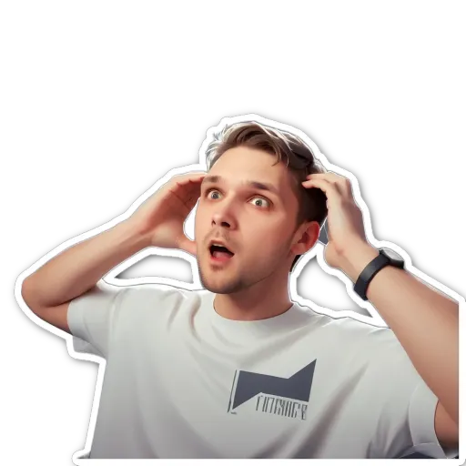A young man with a shock expression on his face.