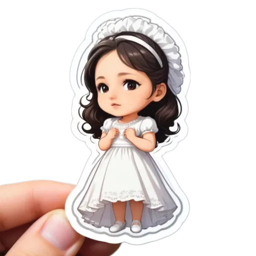 A girl wearing a white dress.
