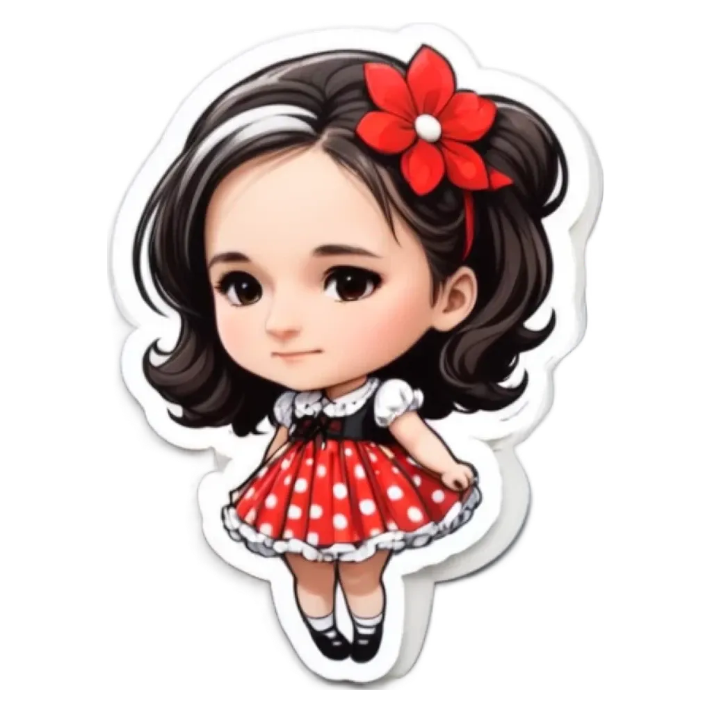 A sticker of a girl with a flower for her head.