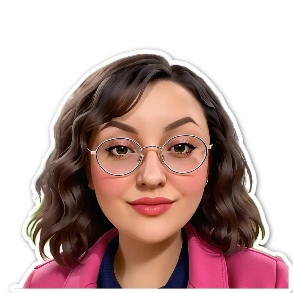 A girl wearing glasses and a pink jacket.
