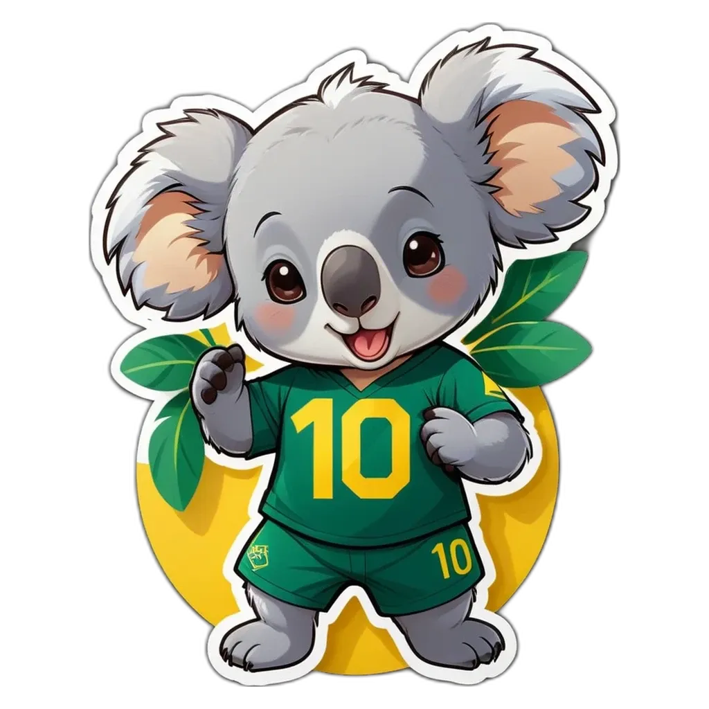A cartoon image of a 10 jersey wearing a green and yellow outfit with a ball cap on.