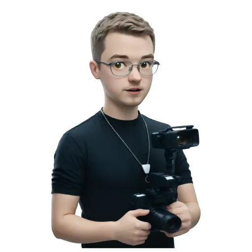 A man wearing black is holding a camera.