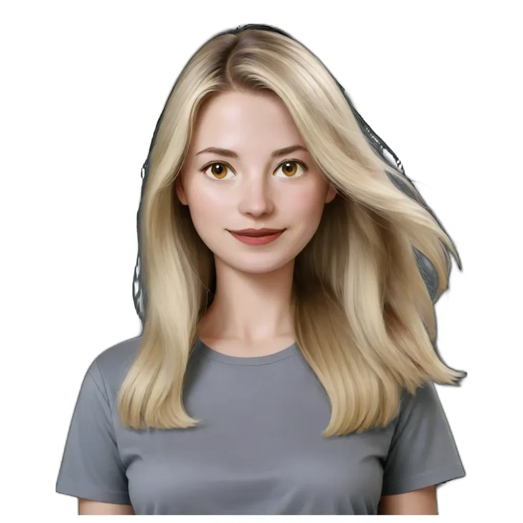 A grayish blonde woman with a smile on her face.