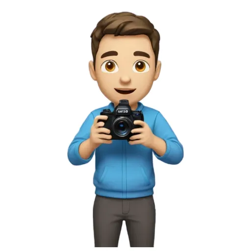 A boy holding a camera.