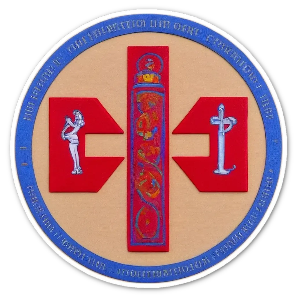 A symbolic image of a cross and two arrows pointing to it.
