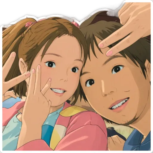 A boy and girl making peace signs with their fingers.