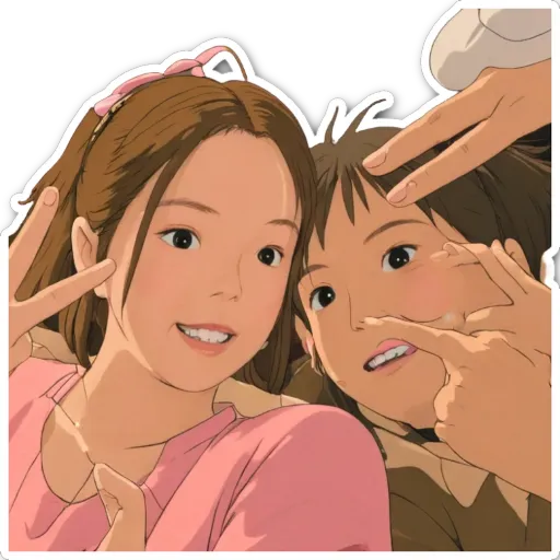A girl and boy friends are making a peace sign.
