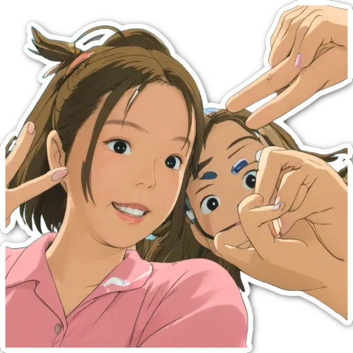A girl making a peace sign with her hands.