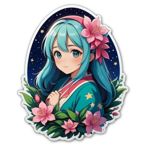 A girl with flowers on her head is looking at the camera.