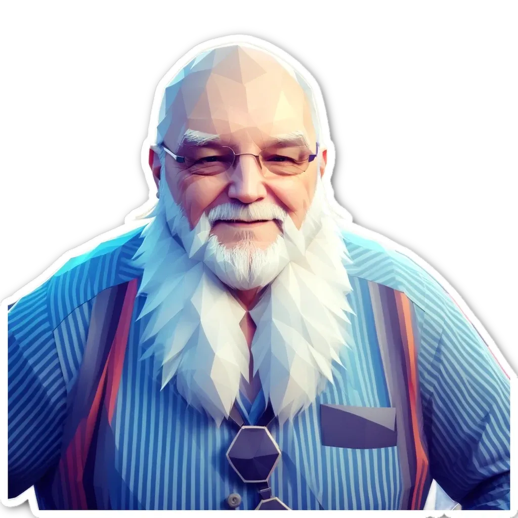 A white and grayish old man with a beard and glasses.