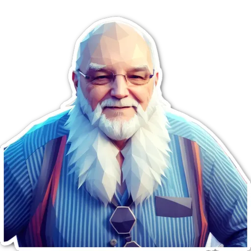 A white and grayish old man with a beard and glasses.