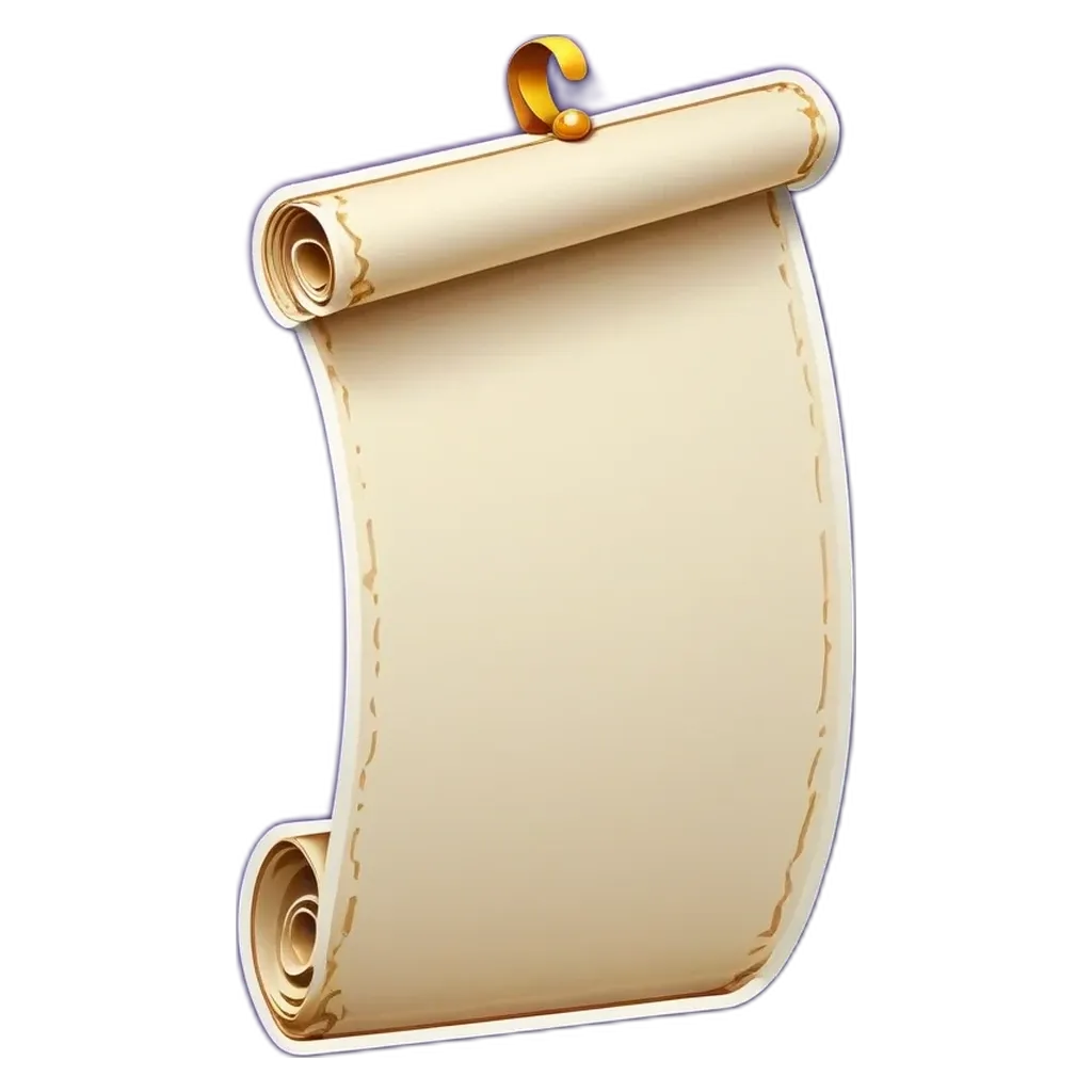 A scroll that is white and has no writing on it.