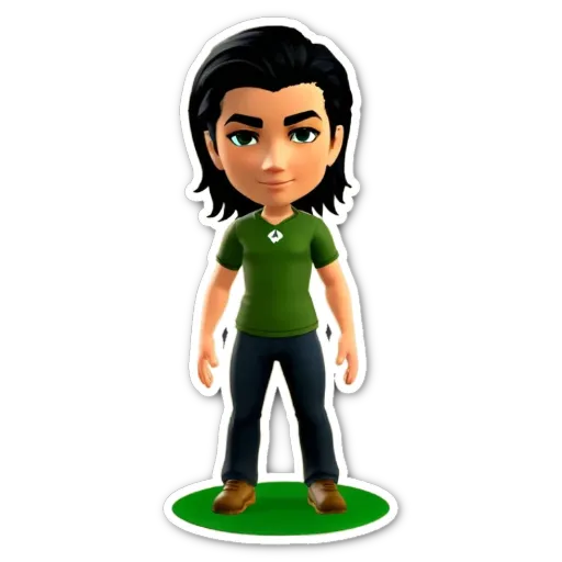 A green colored boy figure standing on a black background.