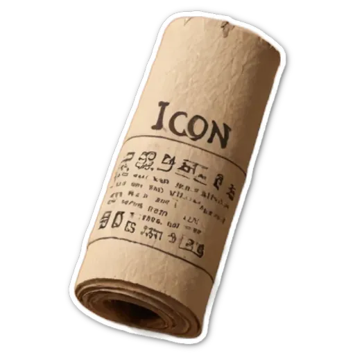 The word Icon is written on a very large piece of paper.
