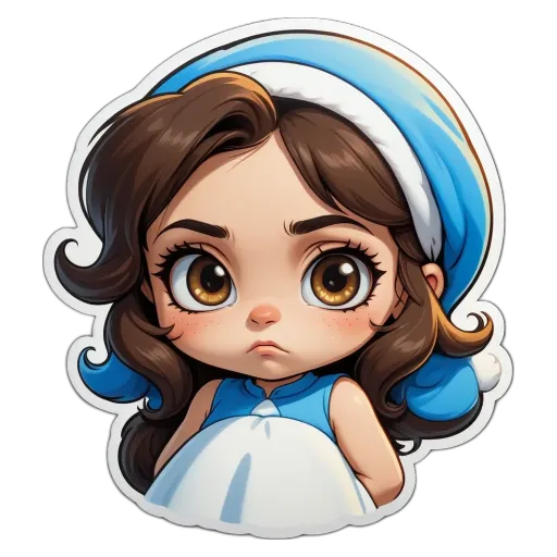 A girl with a frown on her face.
