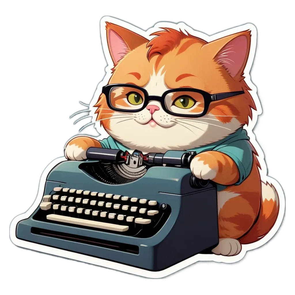 An orange and white cat sitting on a typewriter.