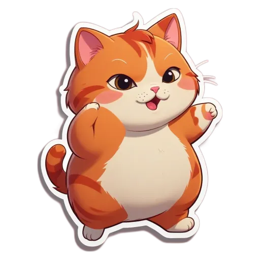 A cartoon cat with a black nose and an orange body.