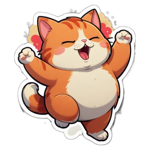 A cat dancing and singing on a black and white background.