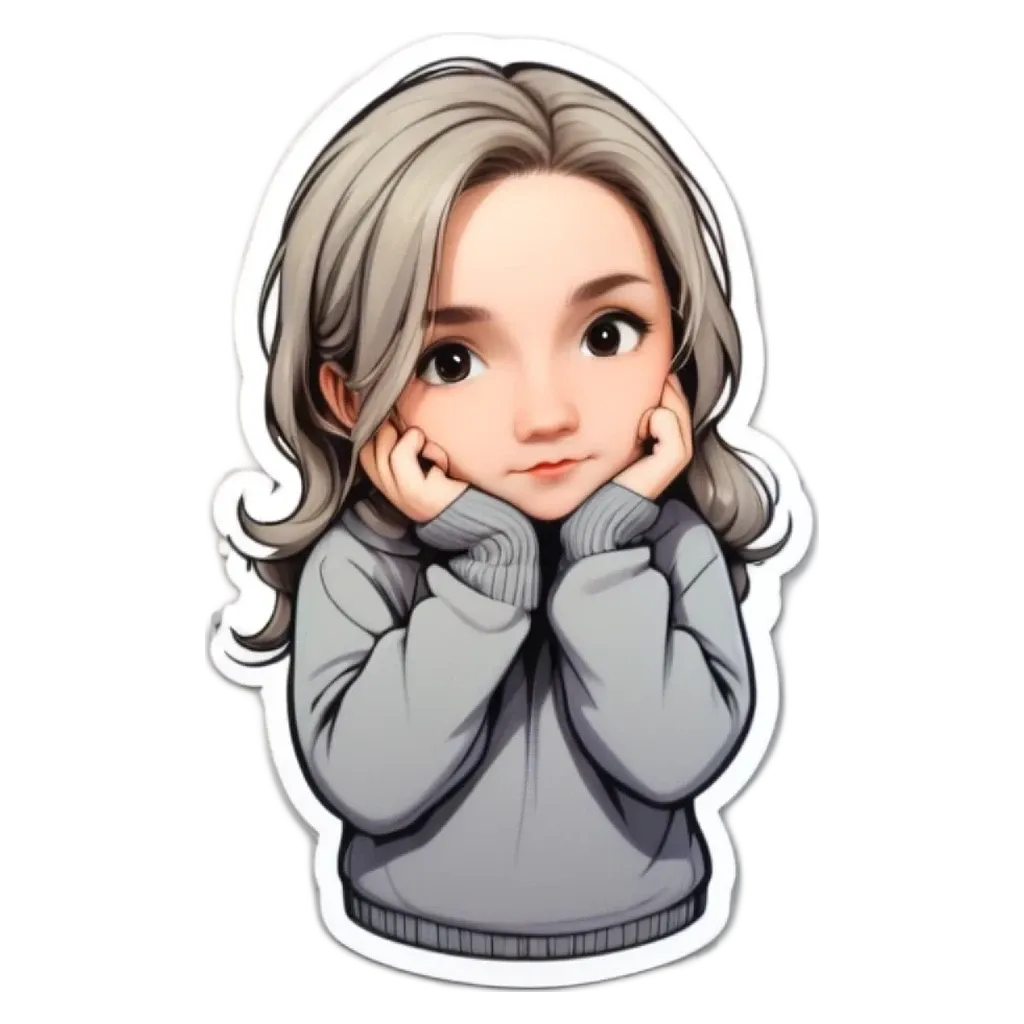 A girl with a sticker on her that is gray.