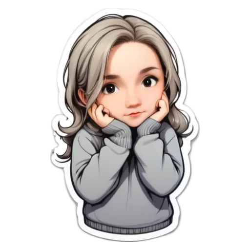 A girl with a sticker on her that is gray.