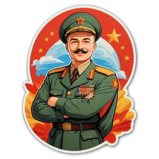 A man with a mustache is wearing a military uniform.