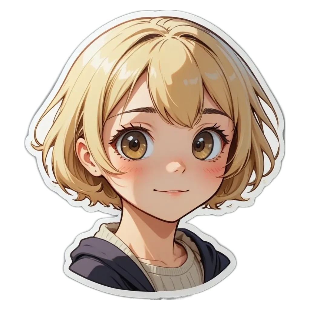 A girl with a black hoodie and a white face sticker.