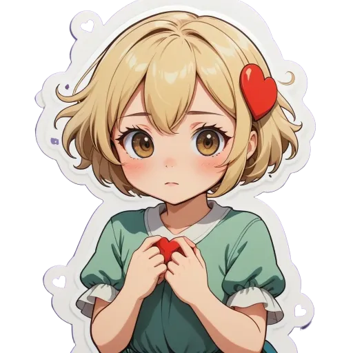 A girl with a heart on her head holding a heart.