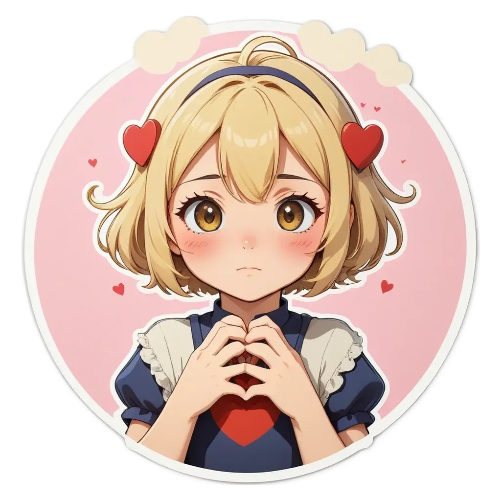 A girl with a heart on her cheek.