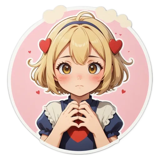 A girl with a heart on her cheek.