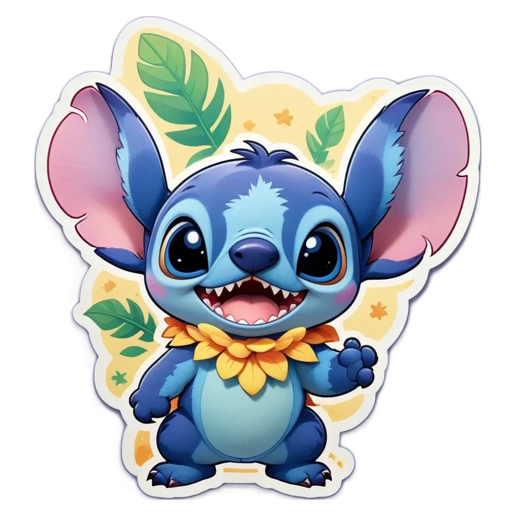 A cartoon character that is blue and yellow.