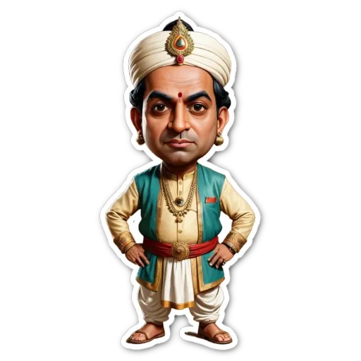A cartoon drawing of a man wearing a costume.