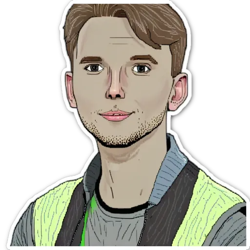 A very detailed cartoon picture of a man.