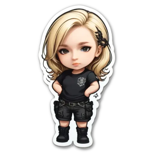 A girl is standing with her hands on her hips and wearing black shorts.