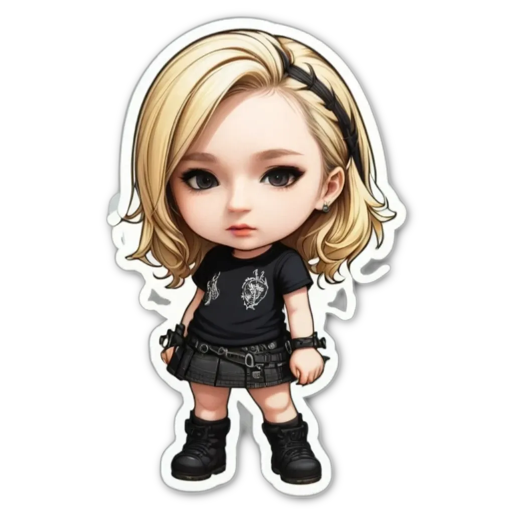 A sticker of a girl that says "is this girl?" at the bottom.