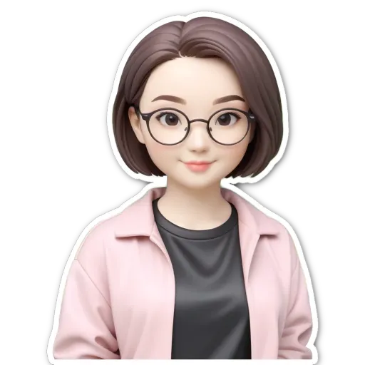 A girl wearing glasses and a pink jacket.