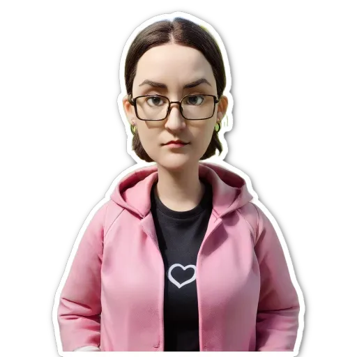 A pink hoodie with a black tshirt underneath and a heart in the center of the hoodie.